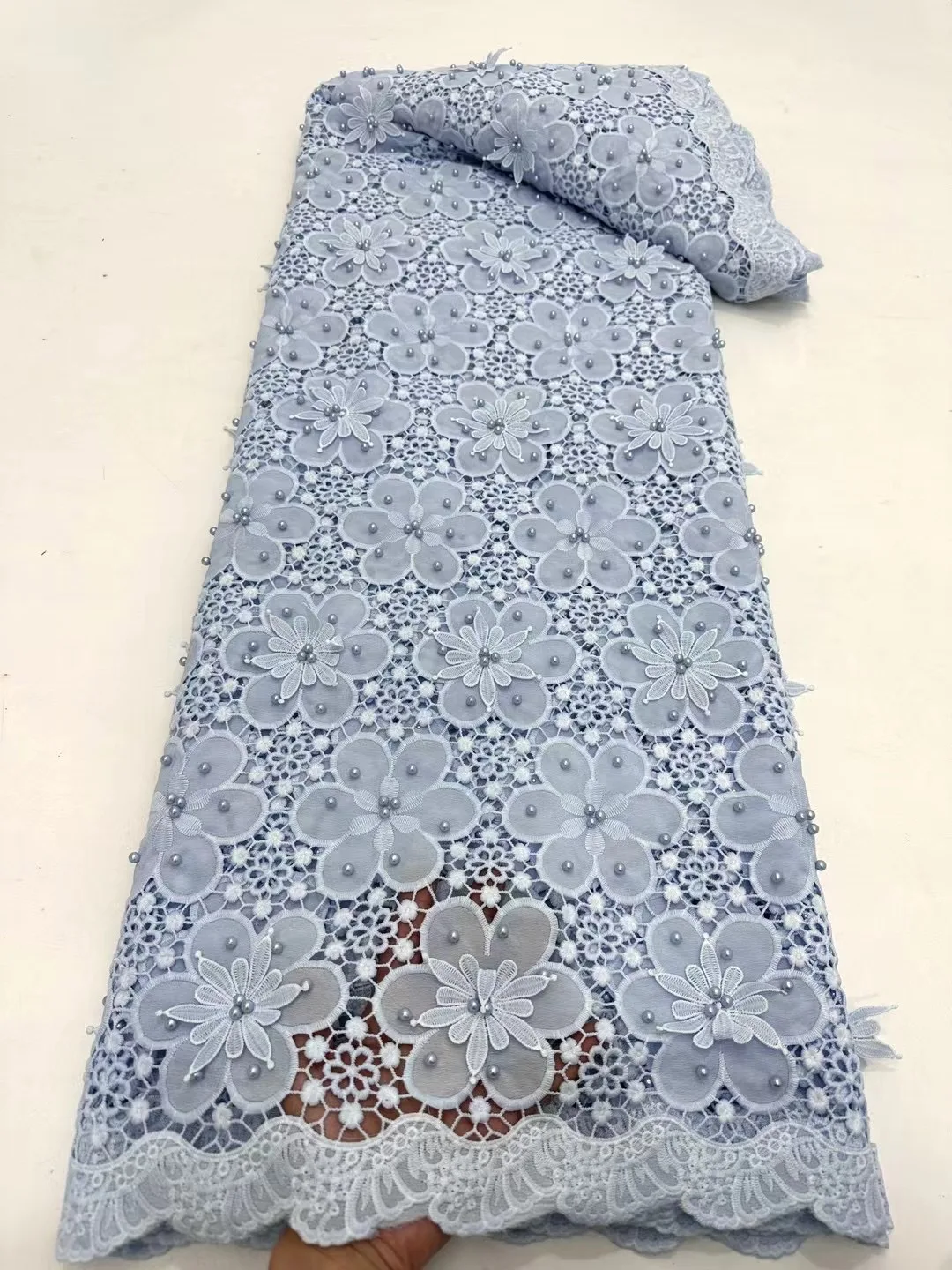 

African Guipure Lace Fabric 2023 High Quality Lace Nigerian French Milk Silk Lace Fabric for Wedding Dress XC5688