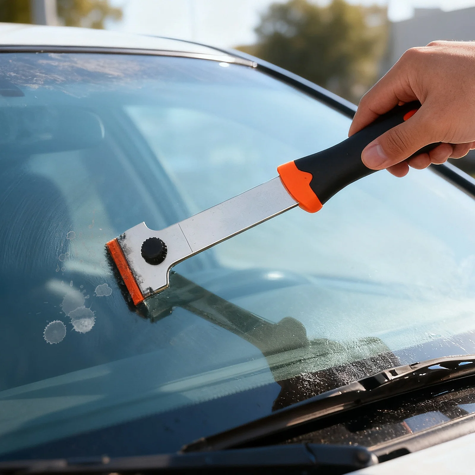 Multifunctionele ijskrabber Sneeuwborstel Lange steel Mestype Schraper Geschikt voor auto Voorruit Sticker Schop met 10 plastic messen