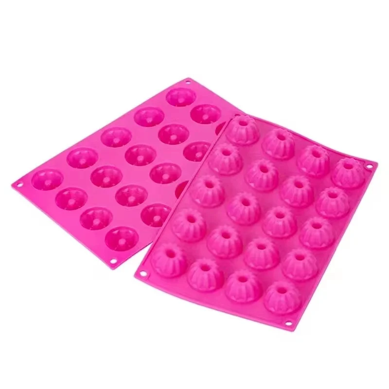 Molde de silicona Savarin para Tartas, Mini sartén para Tartas, pudín, Chocolate, molde para muffins, herramientas para hornear DIY, 30x20cm, 20 tazas, diámetro de 4cm