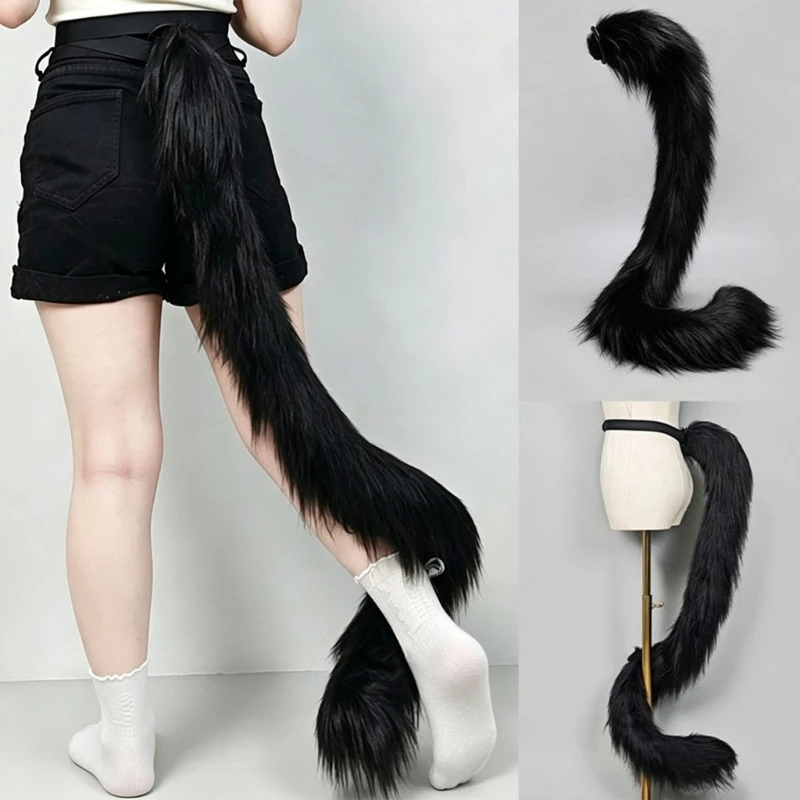 DXAE Plush Costume Tail with Wrap Styling for Halloween Cosplay and Party Looks