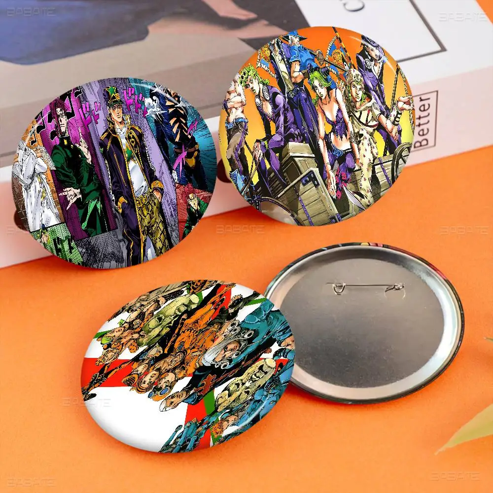 JoJo Bizarre Adventure Cute Anime Tinplate Pin Button Custom Anime Role Old-school Brooch Cartoon Collar Badge Jewelry Gift Fans