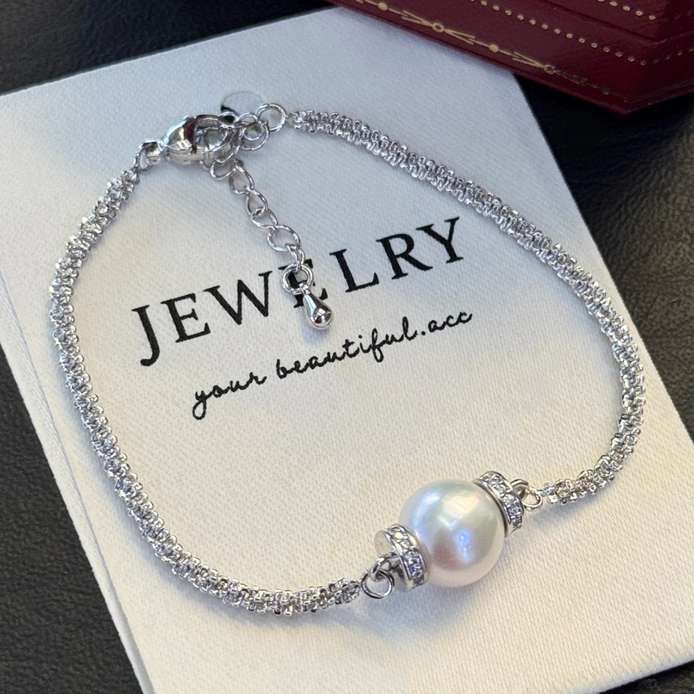 New Arrival Twisted Rope Bracelet with 10-11mm High Luster Natural Freshwater Edison Pearl and 14K Gold-Filled Crystal Chain