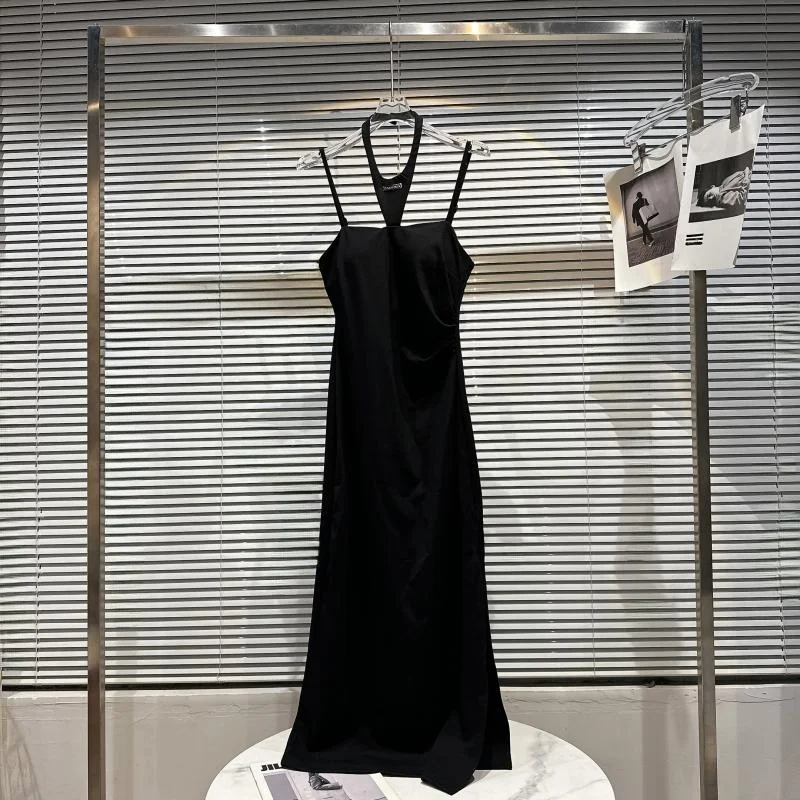 Ele Long Strapl Dr Damen Schlankheitskleid New Autumn Faion Hohe Taille A-Linie Rock Pendeln Sle No-Slee Dr