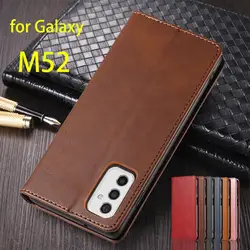 Leather Case for Samsung Galaxy M52 Flip Case Card Holder Holster Magnetic Attraction Cover Case M52 Wallet Case Fundas Coque