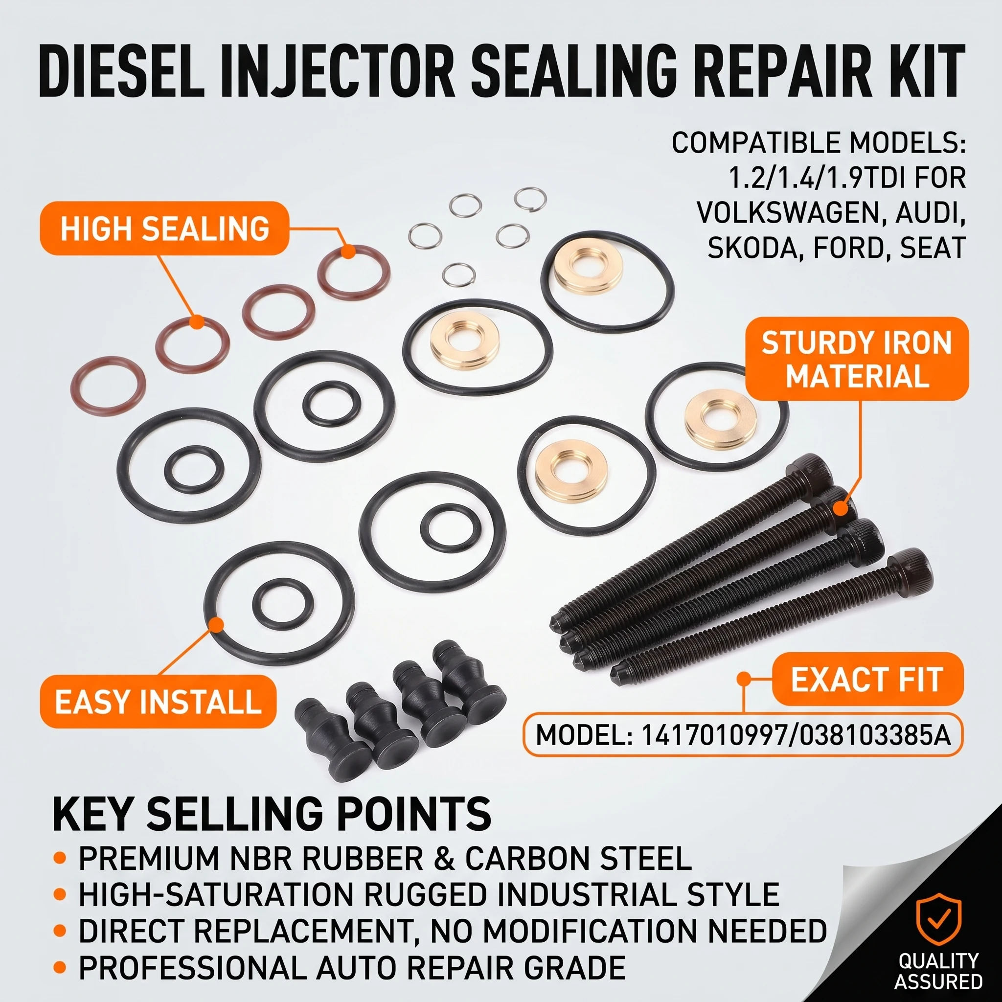 Fuel Injector Seal Repair Kit Injector Bolts 1417010997 038103385A For Audi VW Ford Seat Skoda 1.2 1.4 1.9 TDI Auto Engine Parts