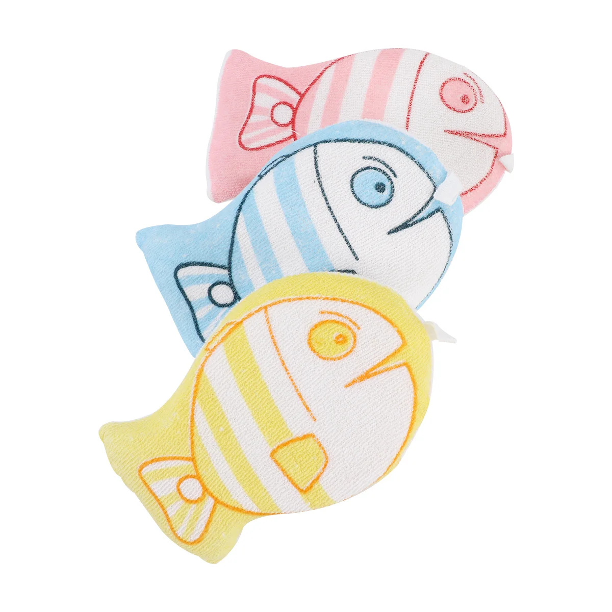 3Pcs Baby Bathing Sponge Soft Cotton Polyester Durable Cartoon Design Hanging Loop Bathing Towel Infant Bath Ball