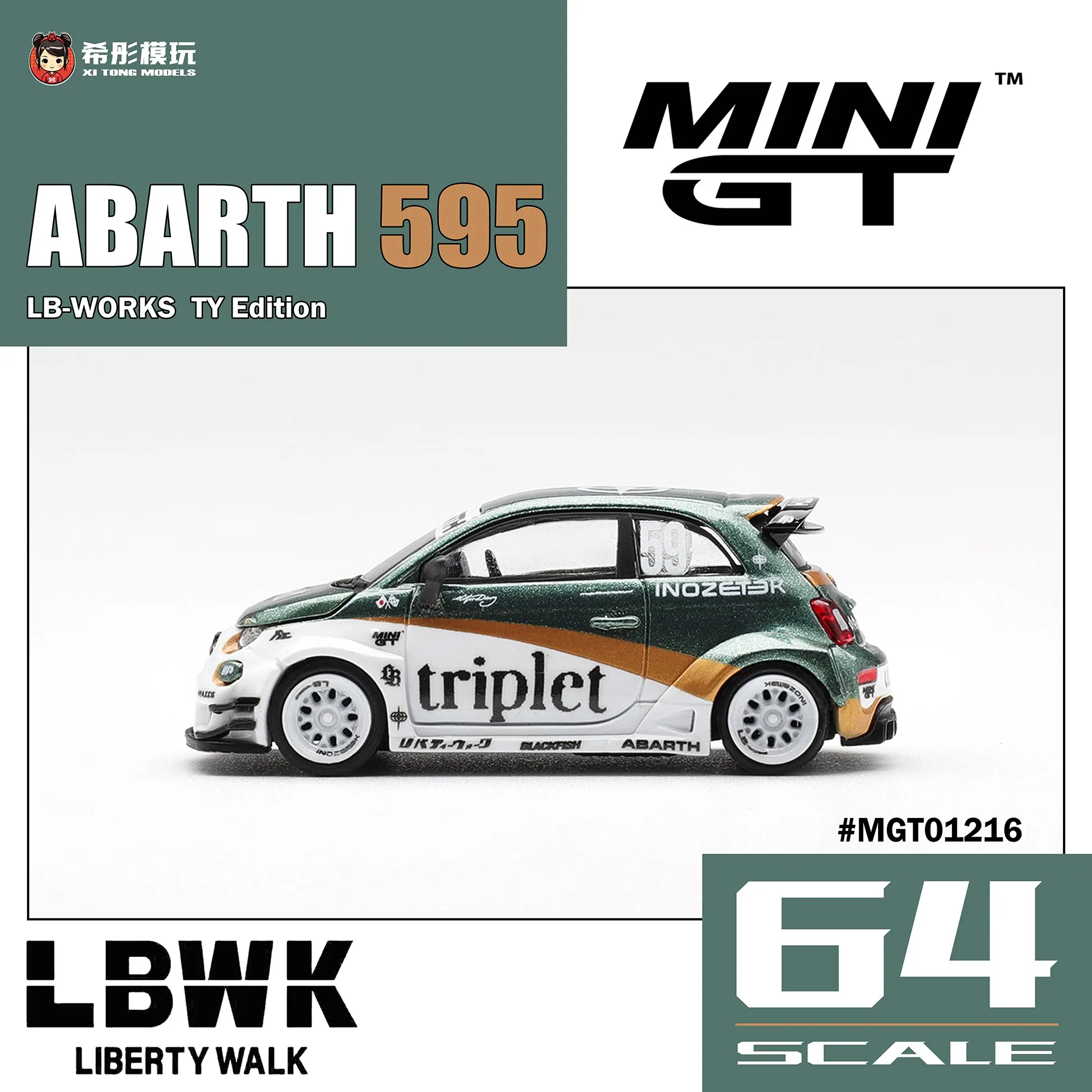 MINIGT 1:64 Abarth 595 LB-WORKS TY Edition TY Sonderedition Legierungsautomodell – Detail 3