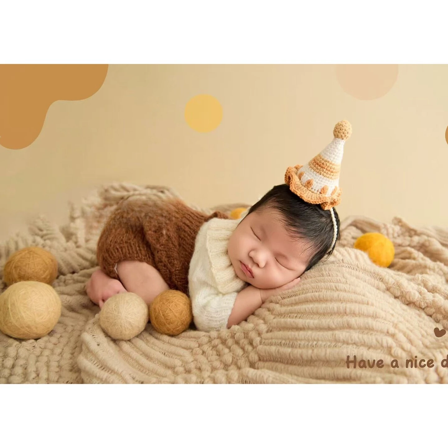 Newborn Photography Props Home Nordic Handmade Knitted Outfit Hat Mini Hat Blanket Decors Set for Baby Studio Photoshoot
