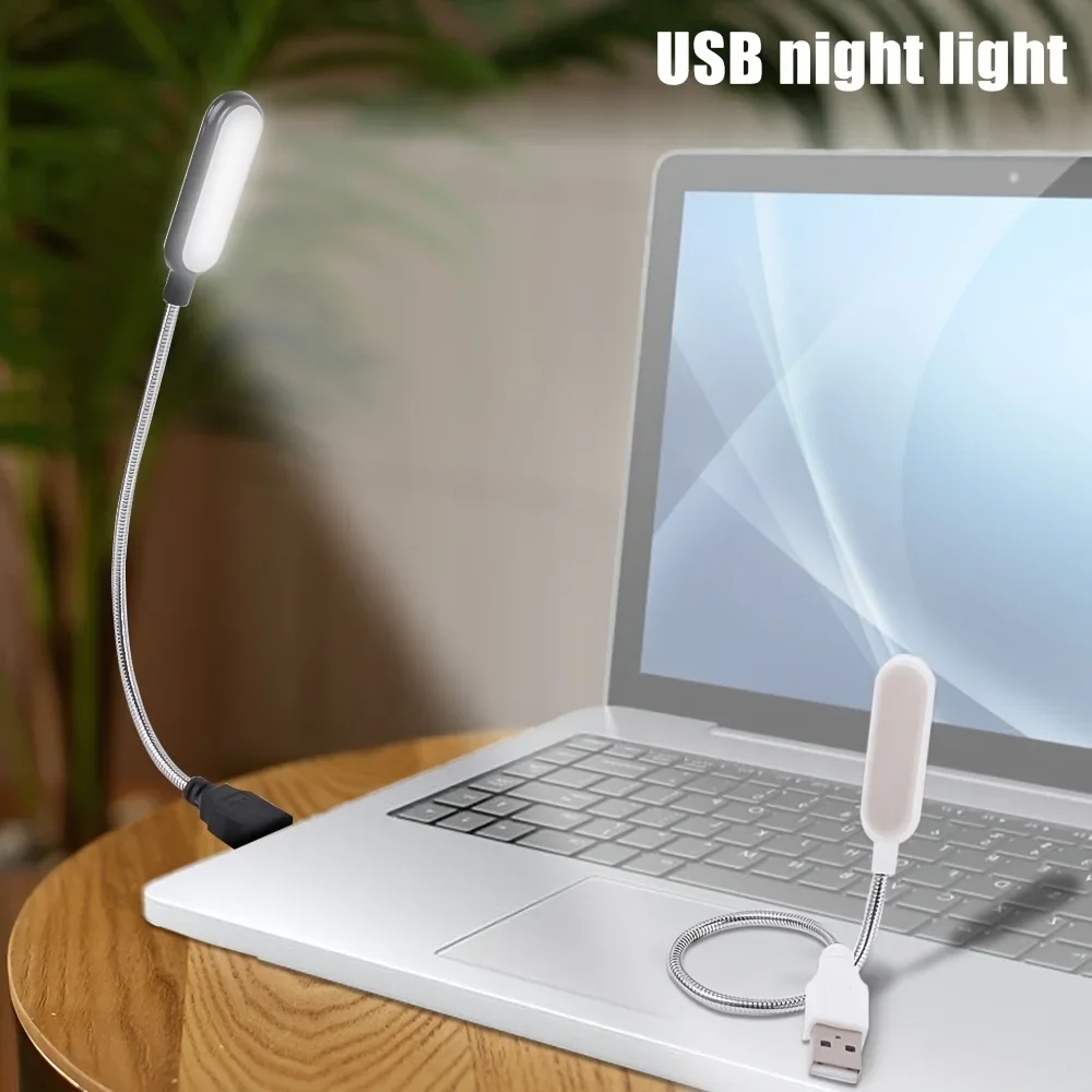 1 szt. Lampka do czytania LED USB czarna/biała/niebieska przenośna elastyczna ochrona oczu Mini lampka nocna komputer przenośny lampa biurkowa