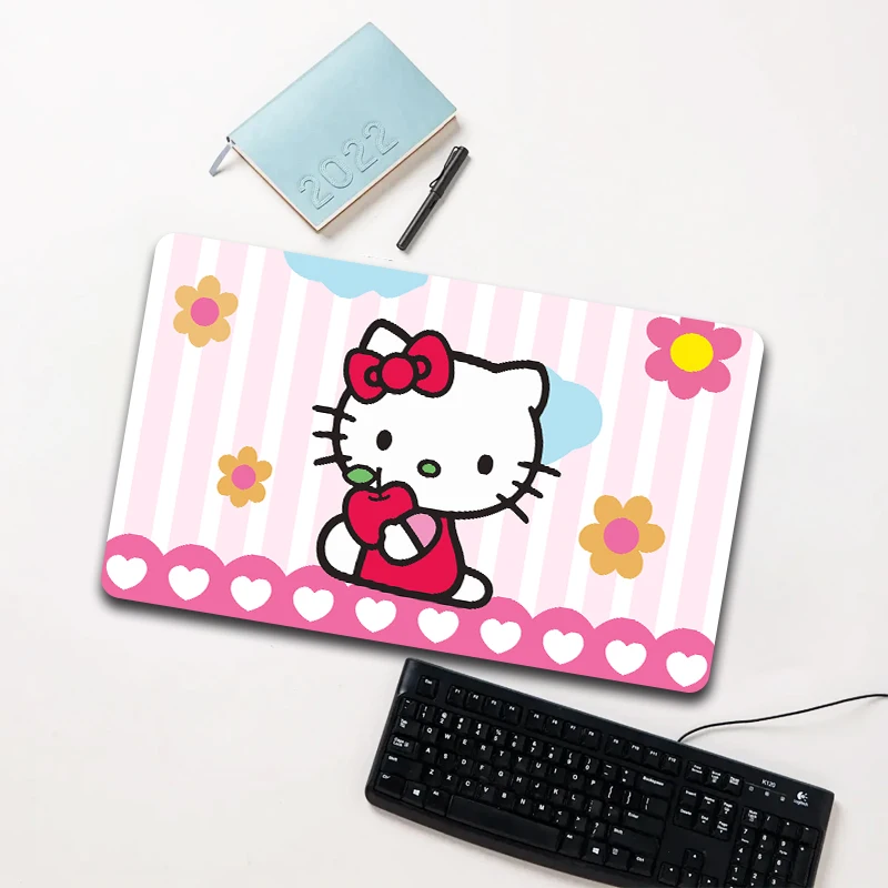 

Sanrio Hello Kitty Apple Stripe Pink Mouse Pad Large Non-slip Waterproof Desk Mat for Computer Laptop