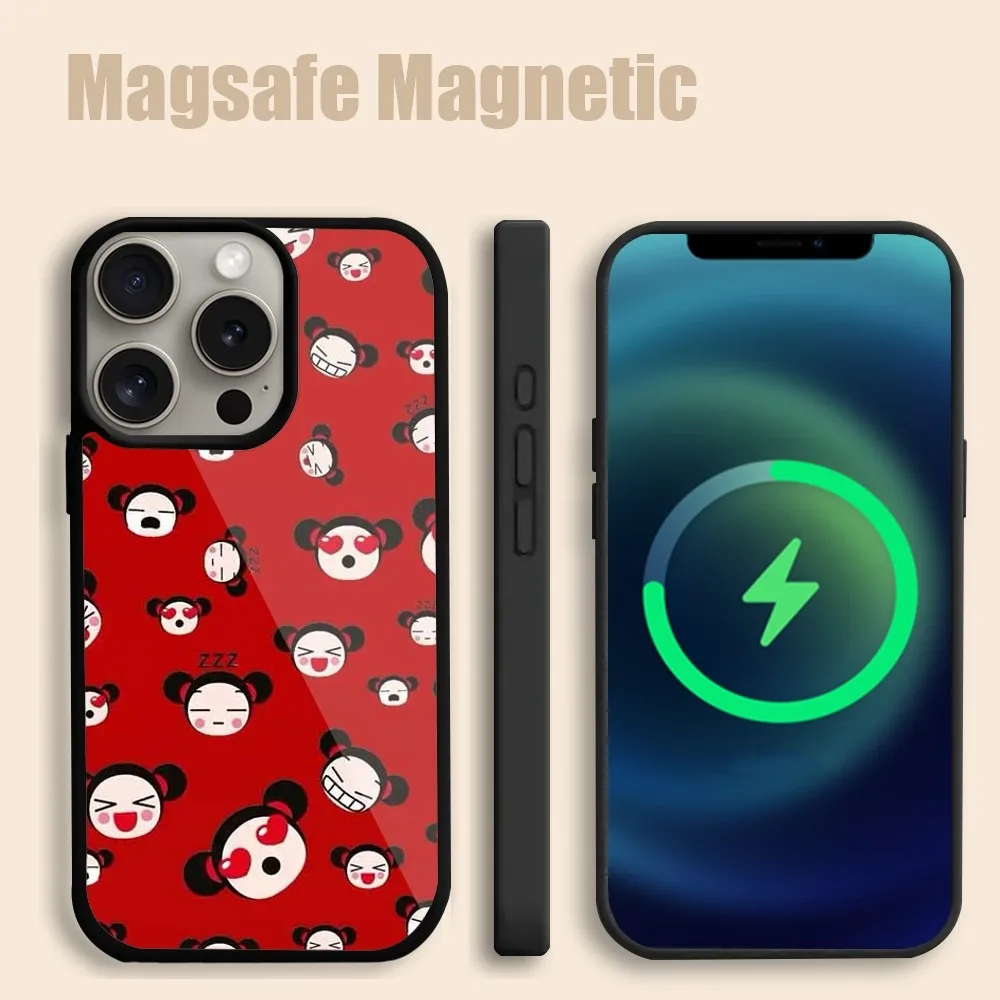 Cartoon Pucca G-Garu  Phone Case For iPhone 15 14 13 12 11 Pro Max Plus Magsafe Magnetic Wireless Charging Cover