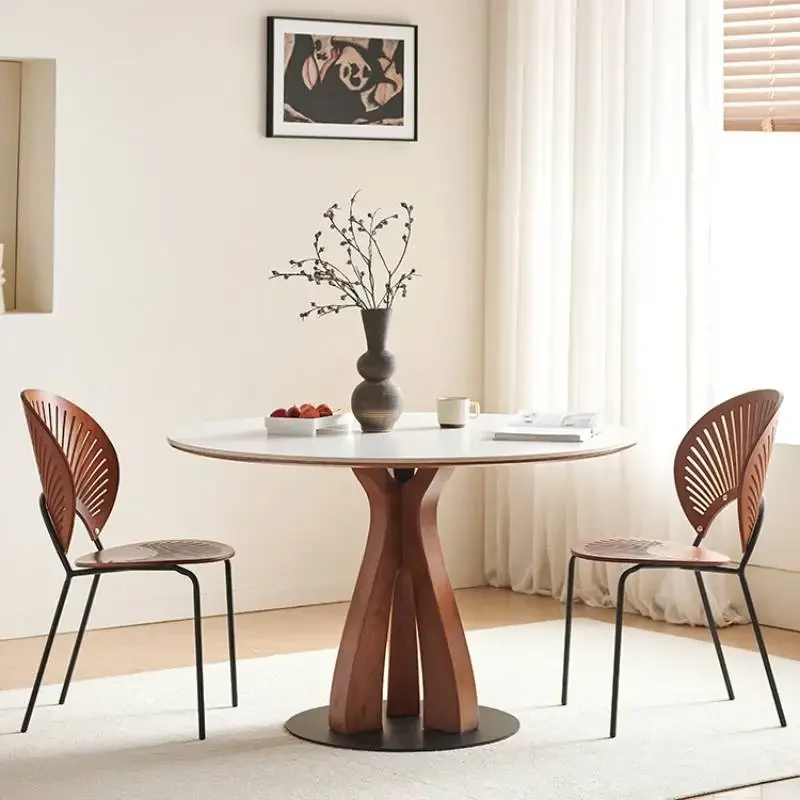 

Designer Waterproof Dining Table Unique European Modern Kitchen Dining Table Round Luxury Design Tavolo Pranzo House Accessories