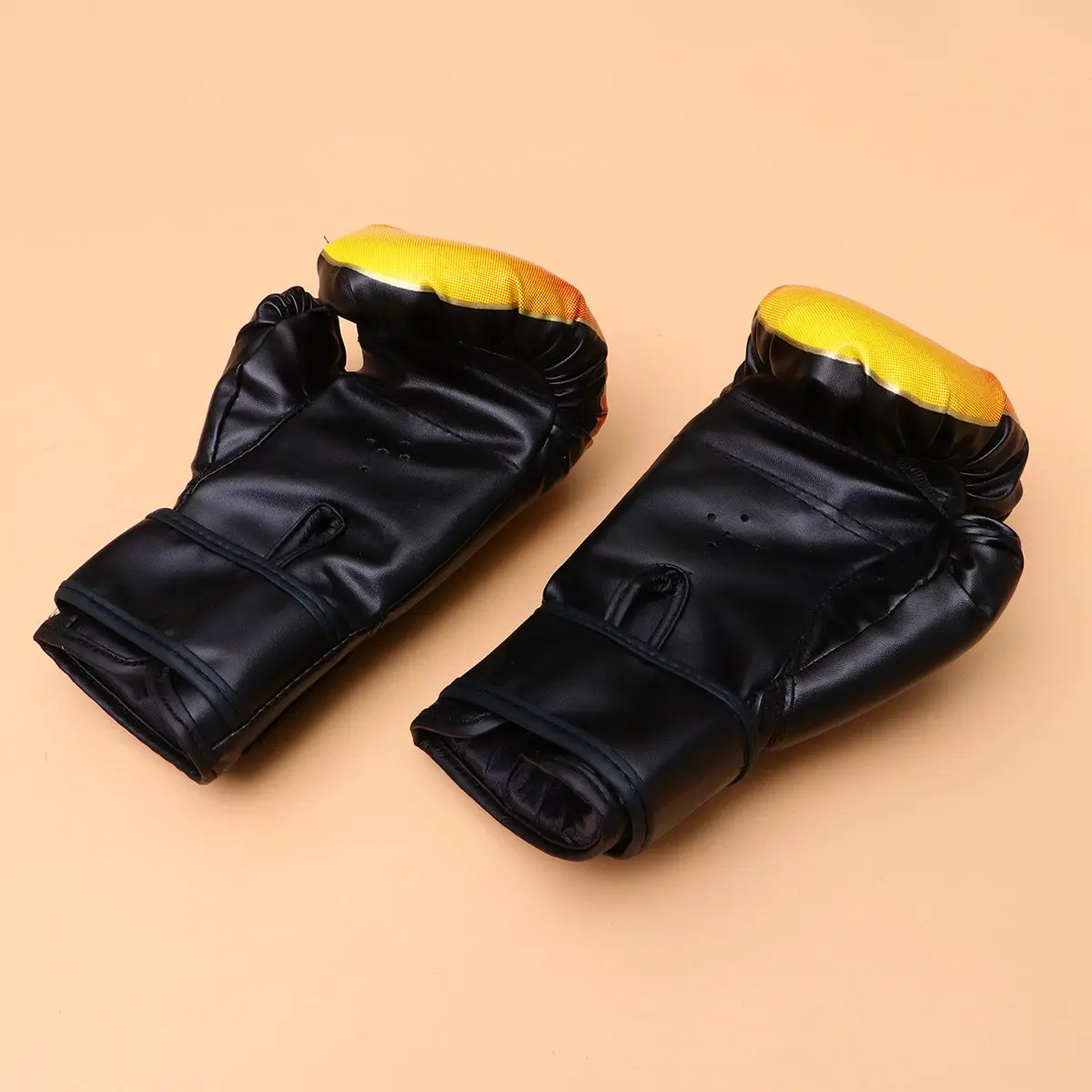 Children Boxing Gloves PU Flame Pattern Training Gloves Random Color One Pair Punch Mitts Kickboxing Taekwondo Fighting Sparring