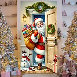 2025 Funny Santa Christmas Door Cover Xmas Outdoor Decorations Banner Room Kitchen Decoration Home Party Door Hang Props New In