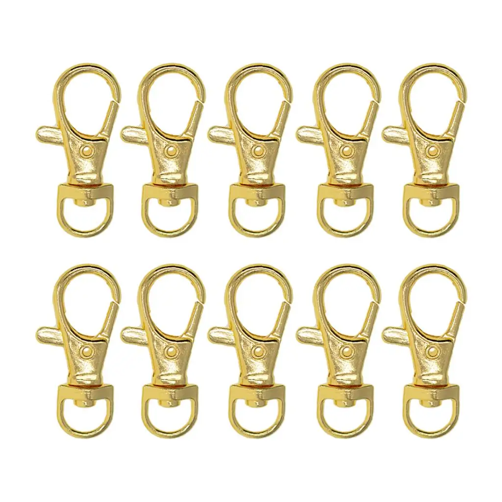 

10pcs Gold Swivel Lanyard Clasps Carabiner Lobster Claw Hook