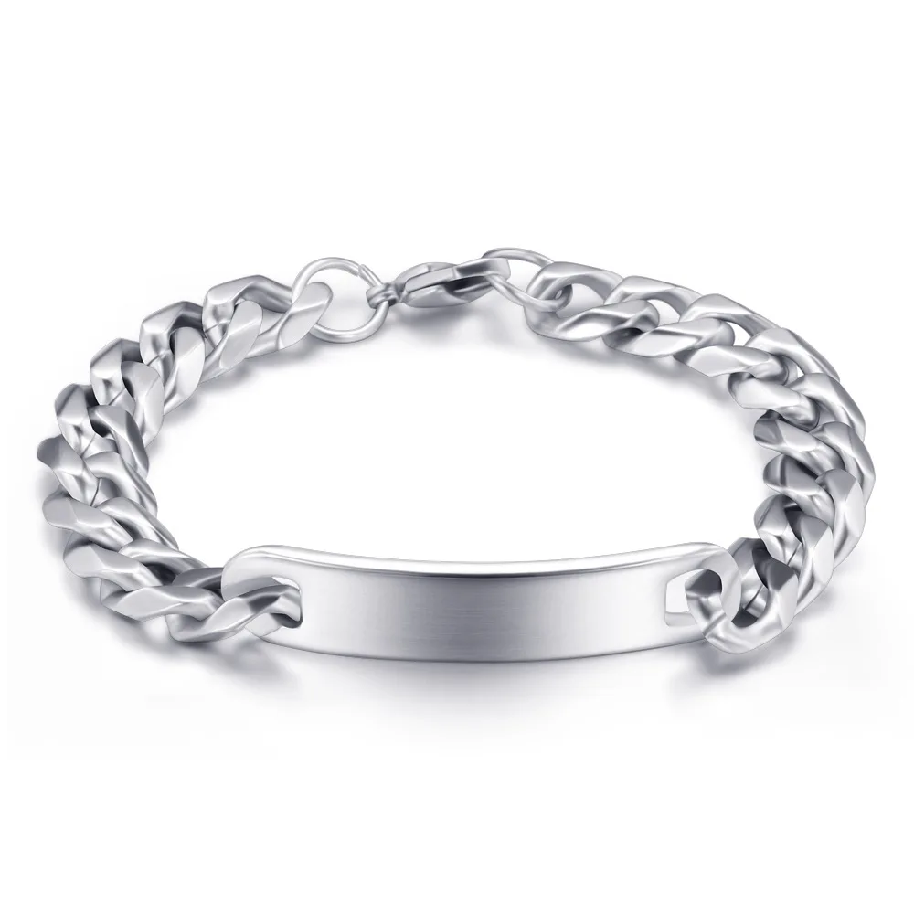 Men's Customizable Smooth Titanium Steel Bracelet, 10mm Width