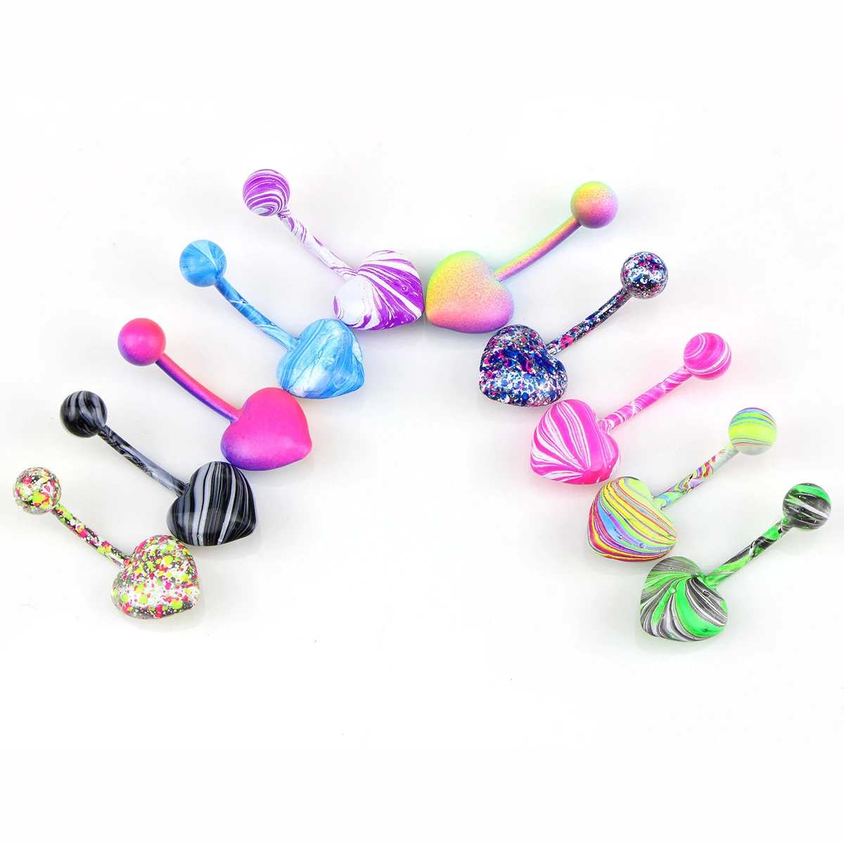 

10pcs Belly Button Pin Stainless Steel Metal Belly Button Buckle Puncture Belly Button Pin for Woman (Small Size Heart-Shaped Pa
