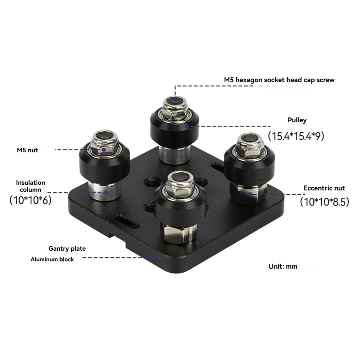 DT60 V-Slot Gantry Plate Set 2020 Aluminum Profiles, Special Slide Plate with Pulley for 3D Printer Parts
