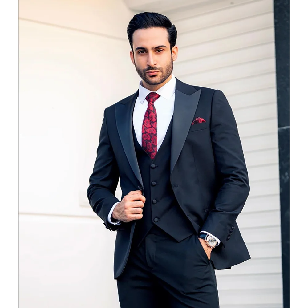 

Men's Three-pieces Suit (Jacket+Pants+Vest) New High-quality and Handsome Casual Slim Male Clothing