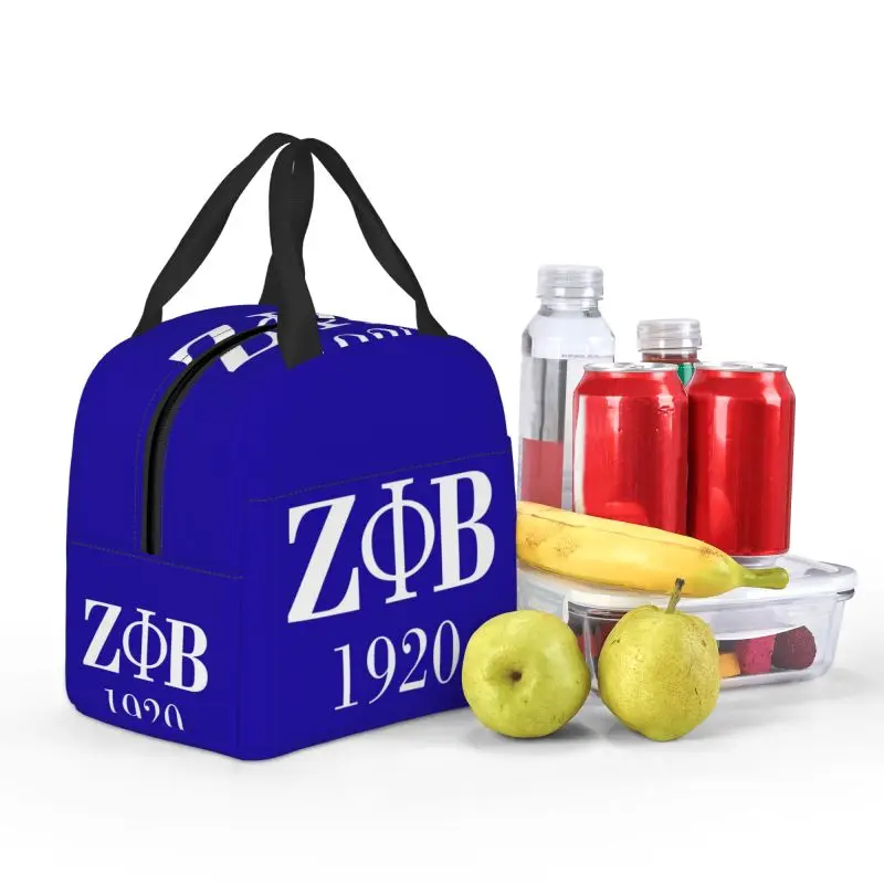 حقيبة غداء مخصصة بشعار Zeta Phi Beta Sorority للنساء صندوق غداء معزول ومبرد دافئ لمدرسة الأطفال