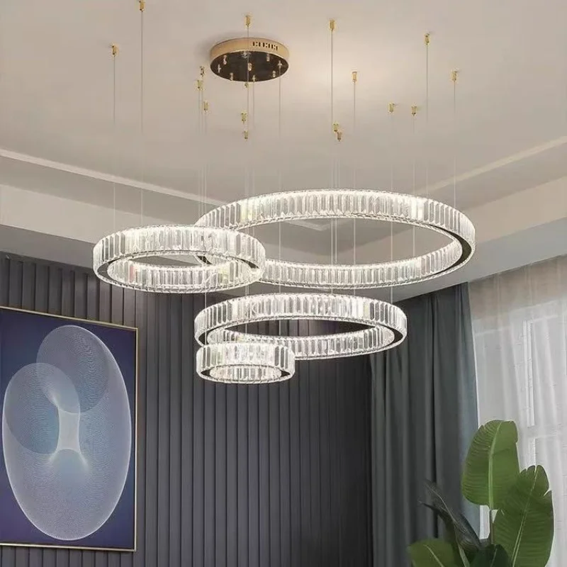 Modern Luxury Crystal Ceiling Chandelier Dimmable Led Light Living Room Dining Room Hotel Lobby  Home Decoration Lighting