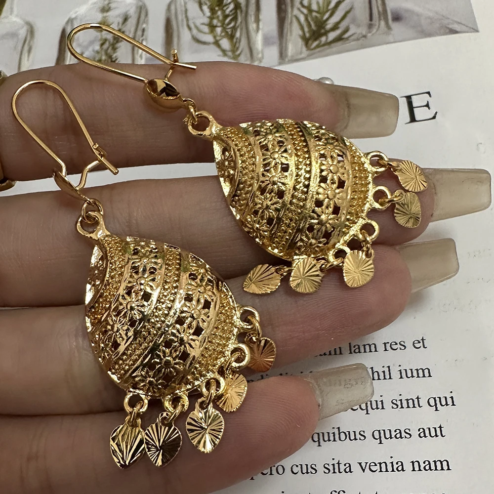 Bridal Jewelry Gifts Gold Color Earrings For Women Girl Fashion Arab African Ethiopian Dubai Jewelry