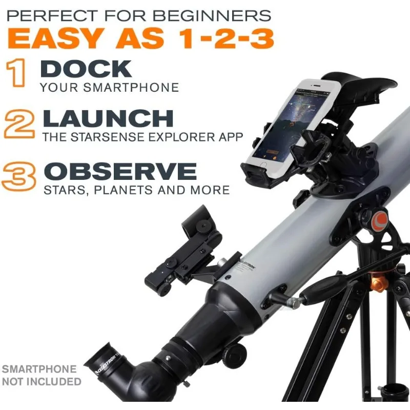 تلسكوب Celesstron-StarSense LT 80AZ ، يدعم تطبيق الهاتف الذكي ، ويعمل مع تطبيق StarSense ، ويساعدك في العثور على النجوم