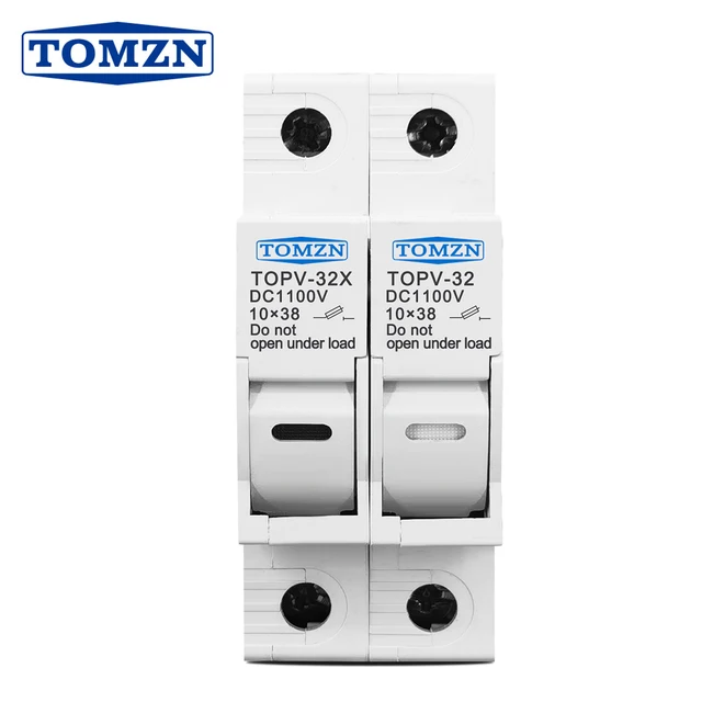 Podwójne gniazdo bezpiecznikowe DC 10*38mm do wysokiego napięcia, fotowoltaiki, 1100V, TOMZN TOPV-30, baza, ochrona systemu fotowoltaicznego, ochraniacz gpV