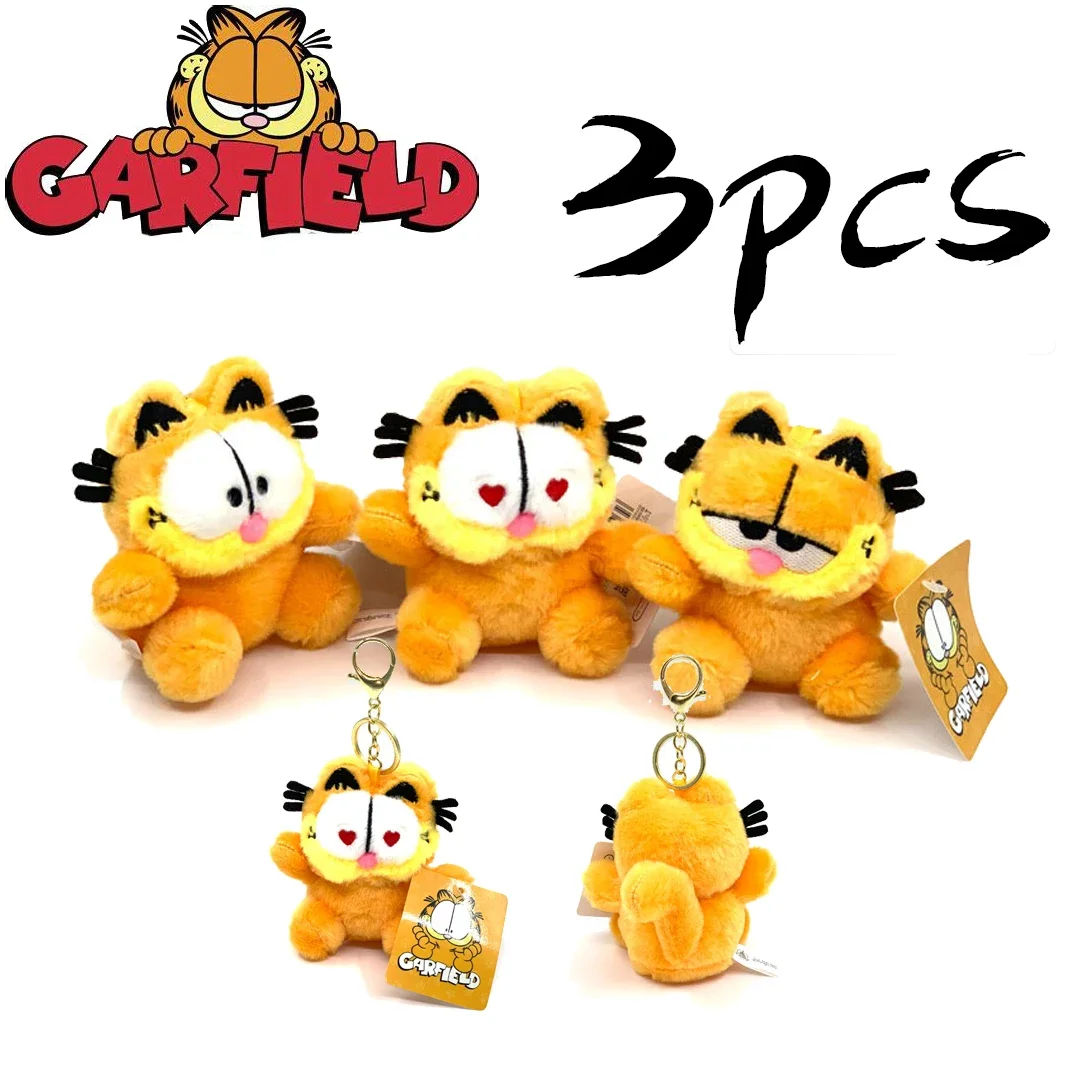 Cute Garfield Plush Chaveiro, Cartoon Toy Doll, Keychain Prize, Claw Handbag Pendant, Kitten Pendant, 11cm, 3Pcs, Hot