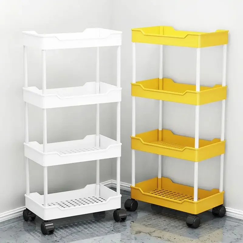 Bathroom storage rack bathroom floor-standing movable multi-layer trolley toilet bedroom gap storage storage rack