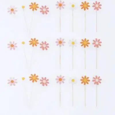 

40Pcs Assorted Color Daisy Flower Toppers Cake Decorating Supplies Quick Elevate Dessert Display Decor Flower Toppers