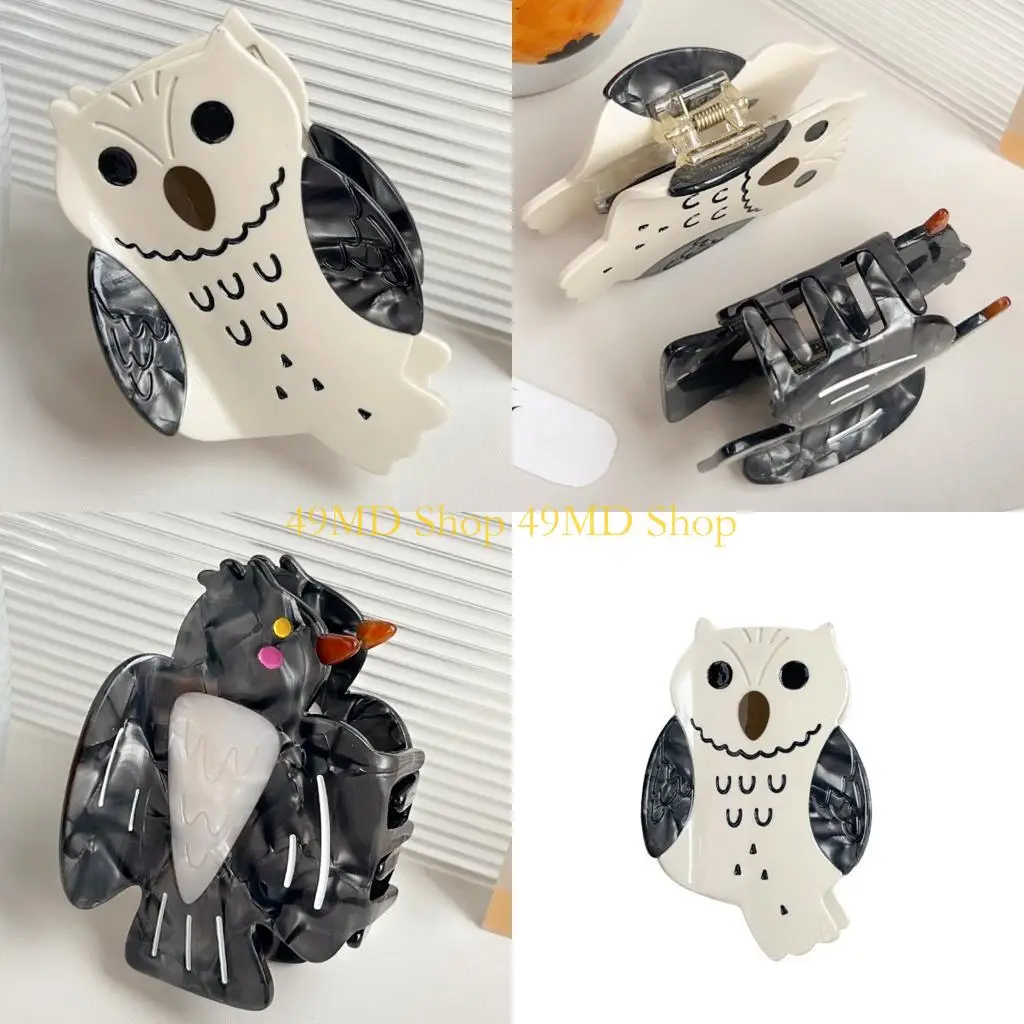 

49MD Smooth Hair Claw Clip Size Owl Design Gentle On Scalp Claw Clip Barrettes