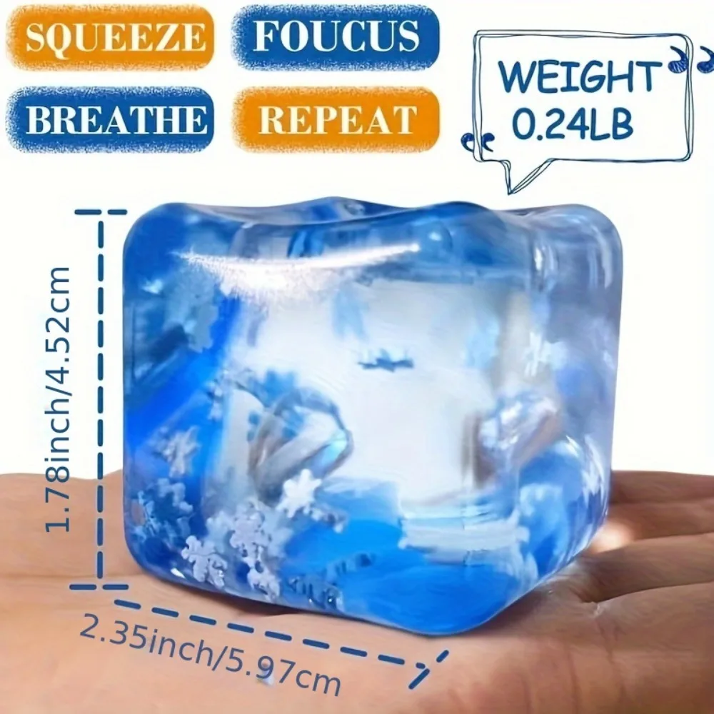 1pc Squishy Ice Cube Stress Balls Slow Rising Soft Squeeze Ball for Anxiety Relief Adults Hand Grip Desktop Decor Home Ornament