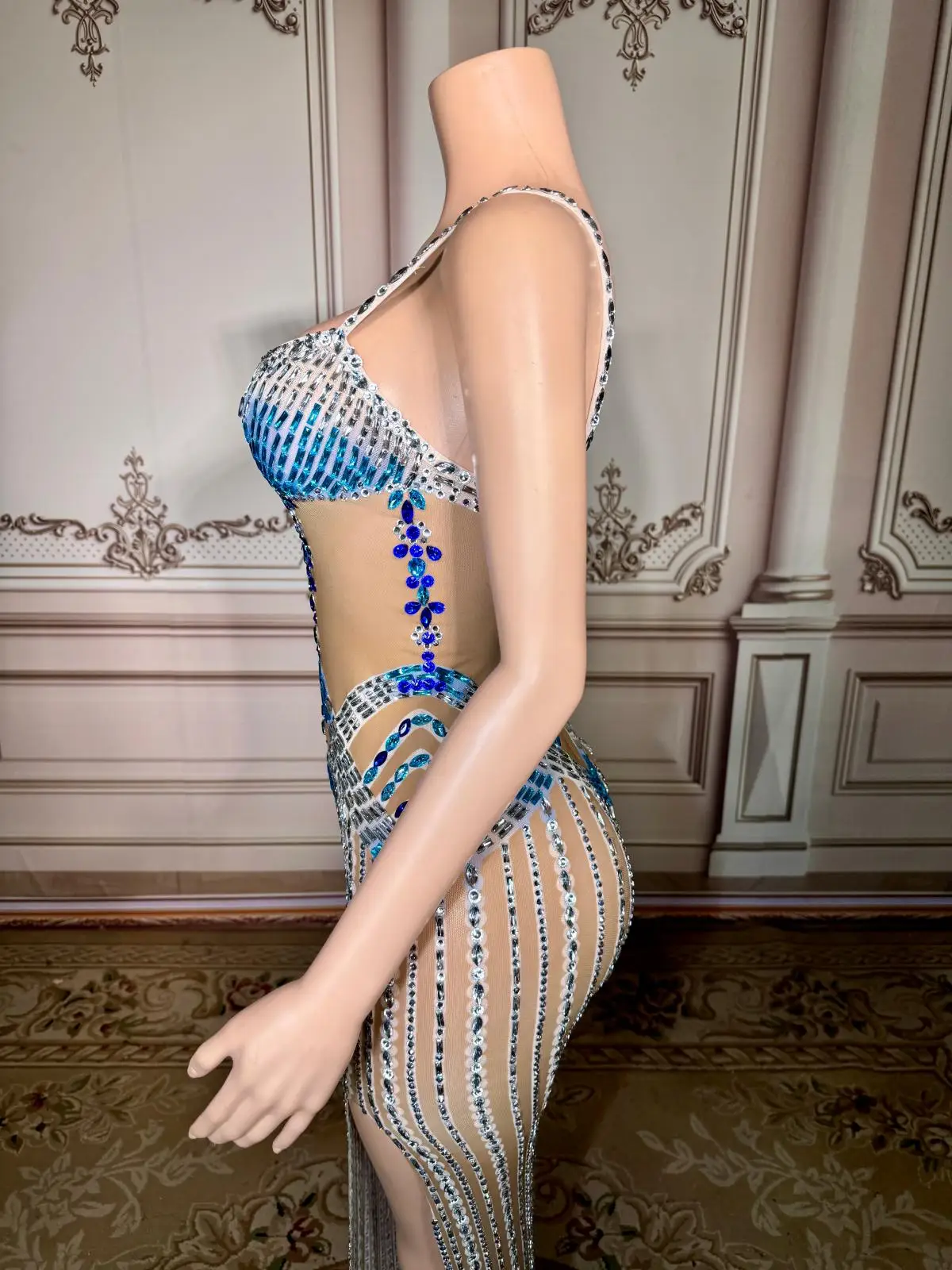 ZD blanc cristal perles longue robe de bal pour les filles noires mode dames robes pour Occasions spéciales Sexy robes de soirée Cuican