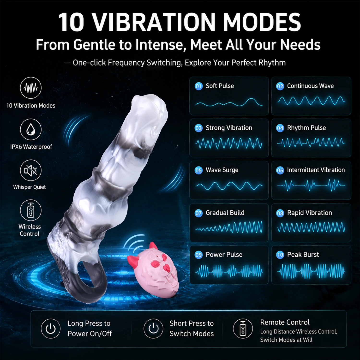 YOCY Penis Sleeve Vibrator Pennis Extender Male Sex Toys Penis Enlarger Extender Vibrating Cock Ring with 10 Vibrating Modes