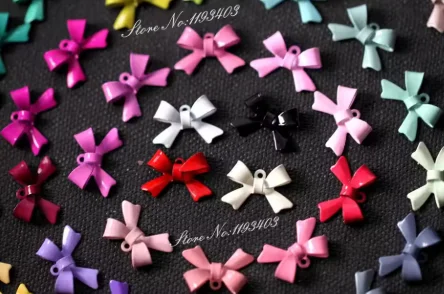 Choose the Color 20PCS Mix Rainbow Bowknot Colored Enameled Bow Charm Pendant Connector 11mm x 16mm E-6 (No37-51)