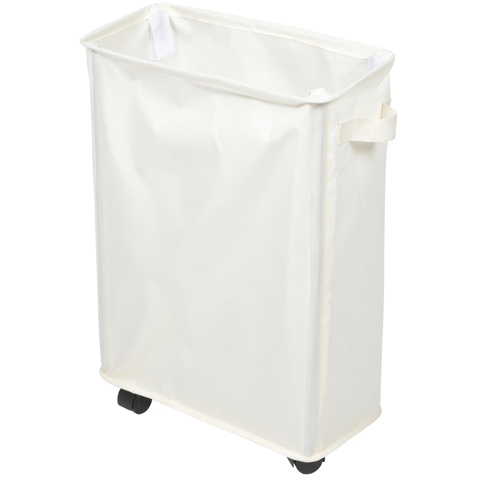 

Slim Laundry Hamper with Wheels Foldable Storage Basket Collapsible Narrow Dirty Clothes Cart Bag Oxford Cloth Home
