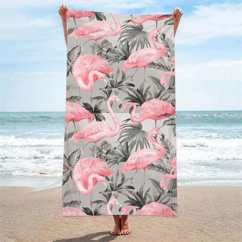 Toalla de playa de Flamenco de animales tropicales, patrón geométrico, Toalla de baño, microfibra, estampado 3D, ducha deportiva, cubierta de baño de secado rápido, Verano