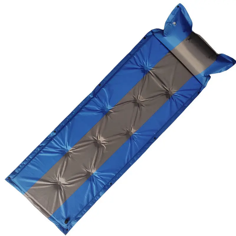 

Outdoor Camping Green / Blue Splicing Automatic Inflatable Mattress One Person Self-Inflating Moistureproof Tent Mat with Pillow