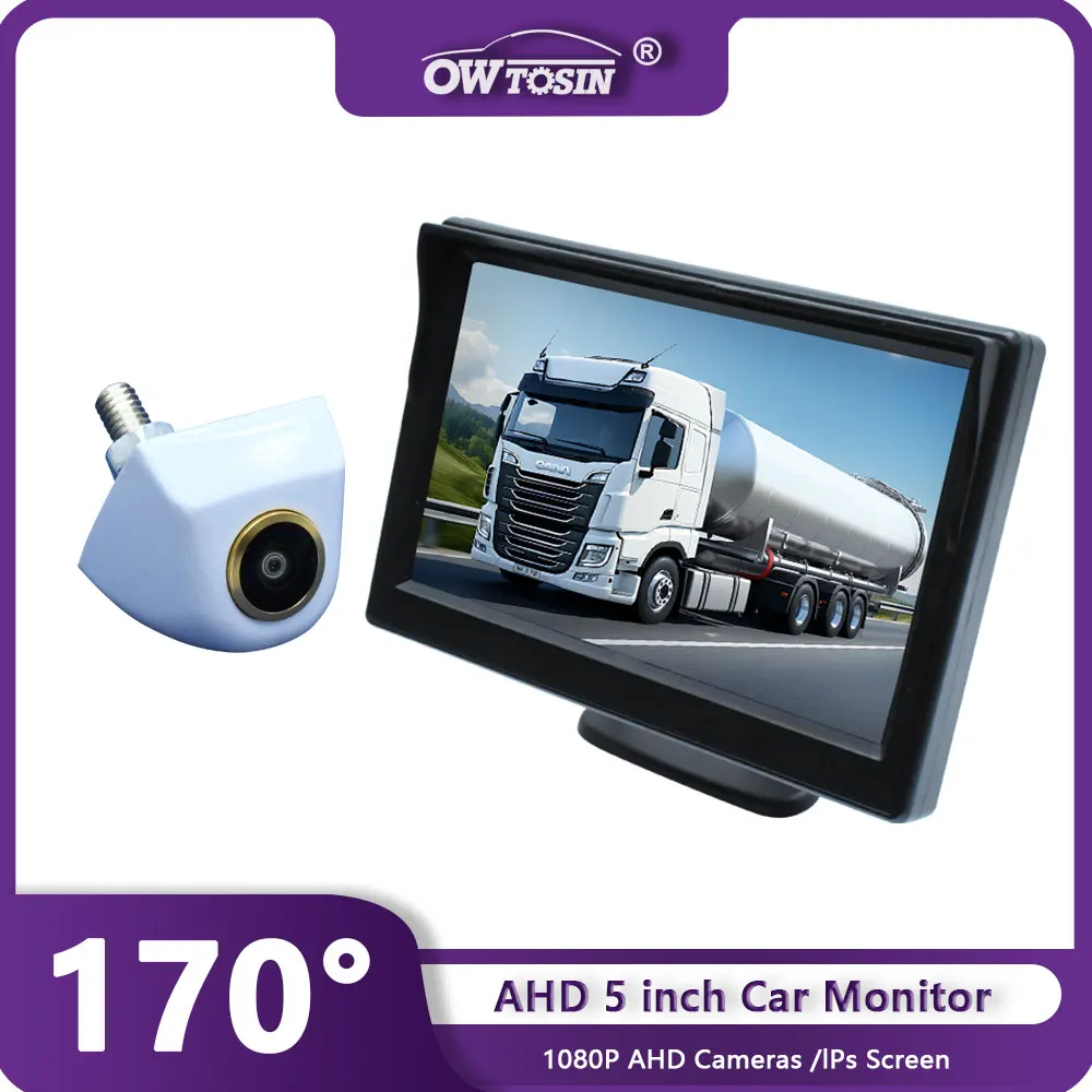 

5" AHD 1080P Car Monitor IPS Screen Starlight Night Vision Reversing 1080P Golden Lens Car Rear View Vehicle Backup Camera