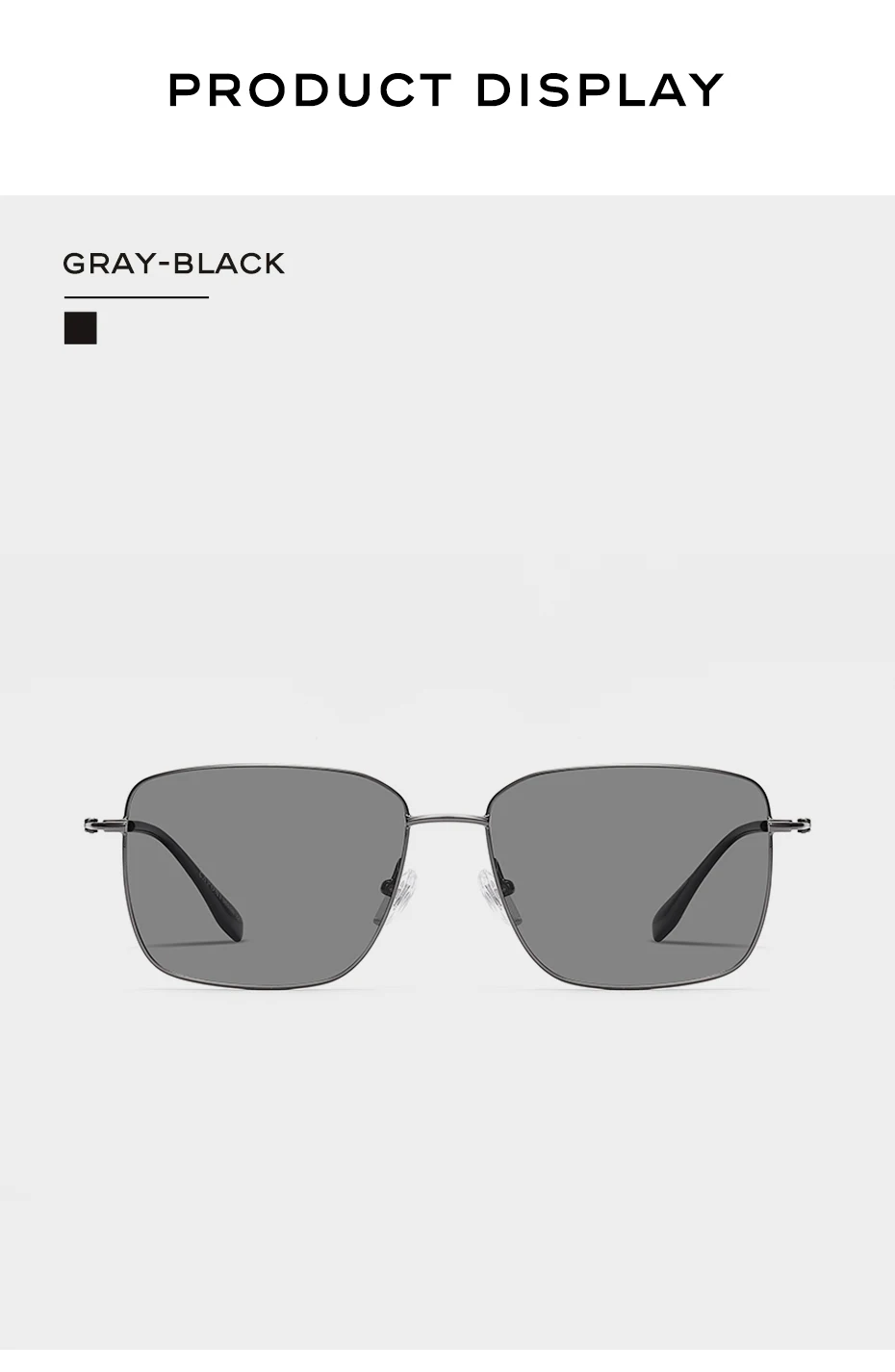 CAPONI Polarisierte Herren-Sonnenbrille aus reinem Titan, leicht, für den Außenbereich, photochrom, grau, blendfrei, UV400, schwarze Farbtöne, BS24709 – Detail 11