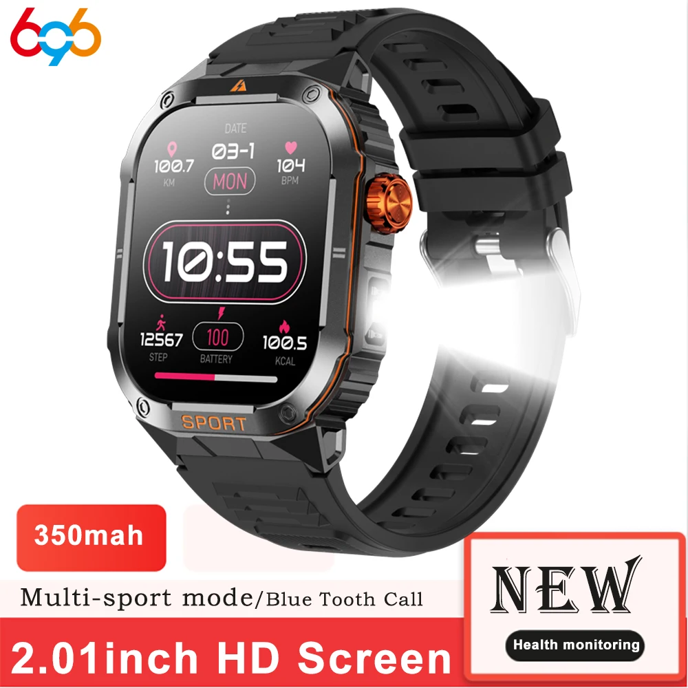Multifunctional Sports Outdoor Smartwatches 300mah Battery Light Flashlight Waterproof Heart Rate Strong Smart Watch Custom Dial