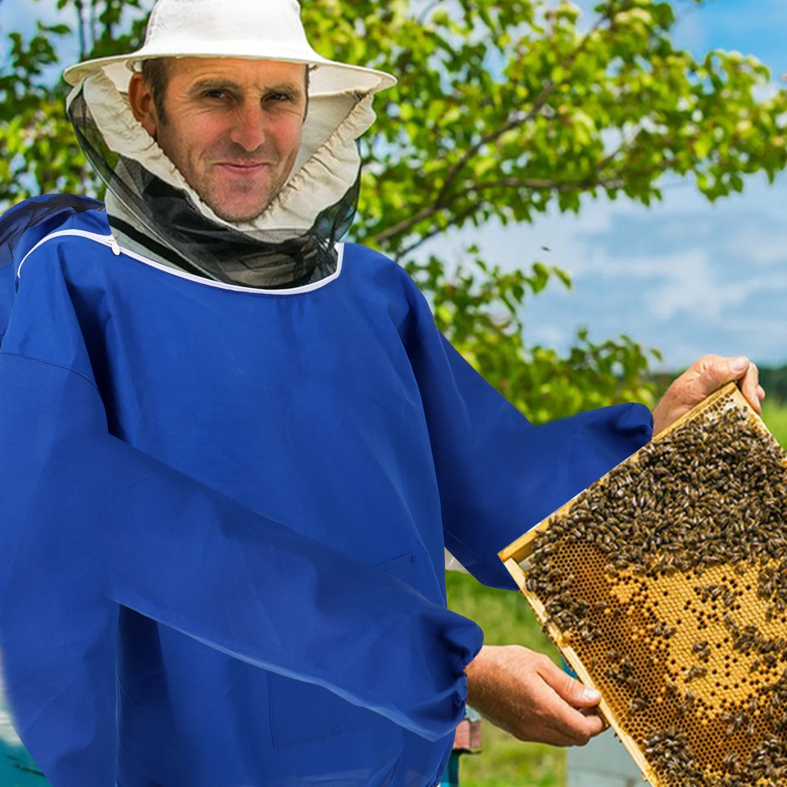 

Beekeeper Cloth Protective Beekeeping Suit Polyester Wear-Resistant Full Protection Breathable Jacket Veil Hat Professional