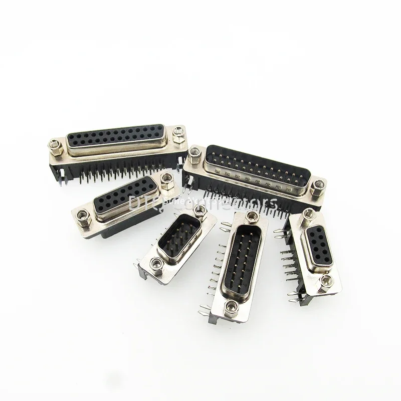 5Pcs DR9 DR15 DR25 DR37 Hole/Pin Female/Male right angle Welded d-sub Connector RS232 serial port adapter DB 9/15/25/37 pin