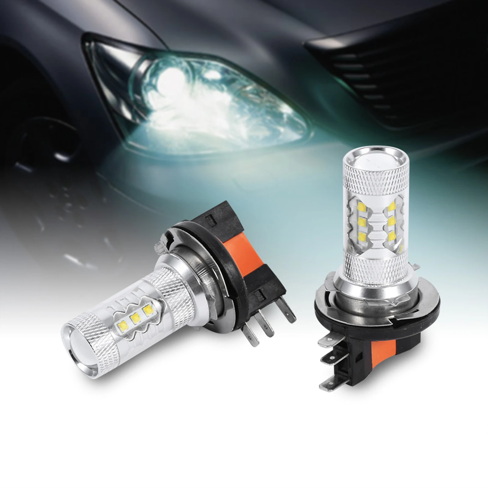 

2pcs/1 Pair White 80W H15 LED Bulbs Car Lights Lamp Headlights 80W Lamp LED Bulbs Car Headlamp Car LED Bulbs Car Light