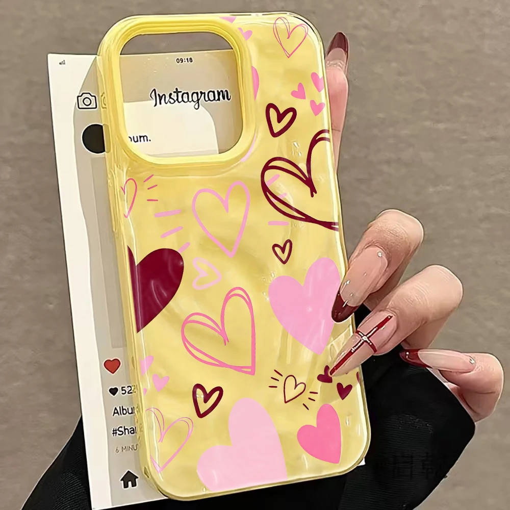 

Playful Pastel Heart Phone Case For iPhone 16 15 14 13 12 11 17 Air Pro Max For iPhone 16 15 14 Plus Soft Silicone Bumper Cover