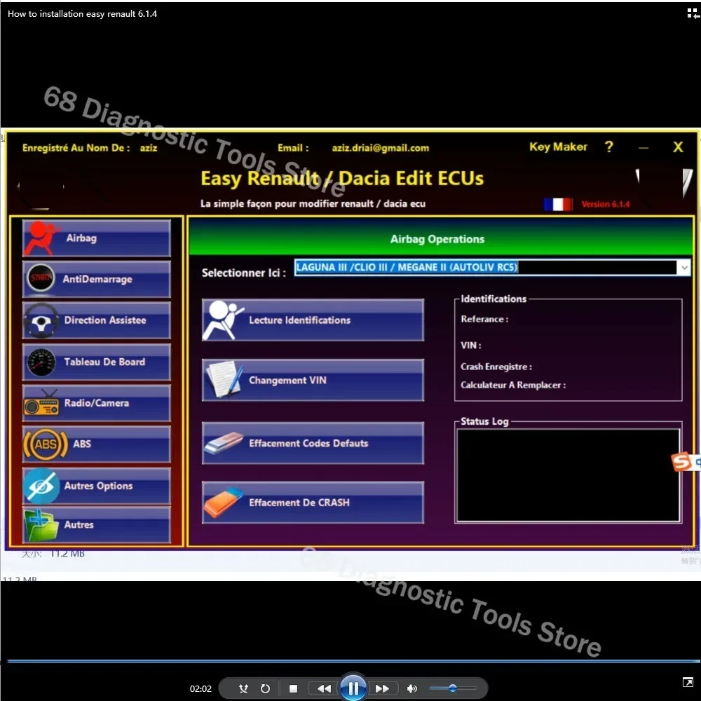 Easy Renault 6.14  Dacia Edit ECUS Key Maker Software for Renault  ECU Programmer Clear Crash Airbag  UCH Cleaner WORK