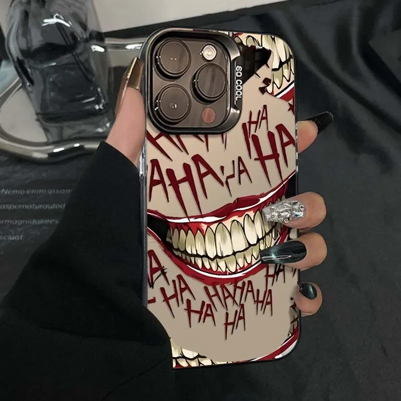 Crazy Joker Smile Grotesque Phone Case para iPhone 16, 15, 14, 13, 12, 11 Pro Max, XR, XS Max, 78 Plus, MINI Y2K, funda creativa de moda