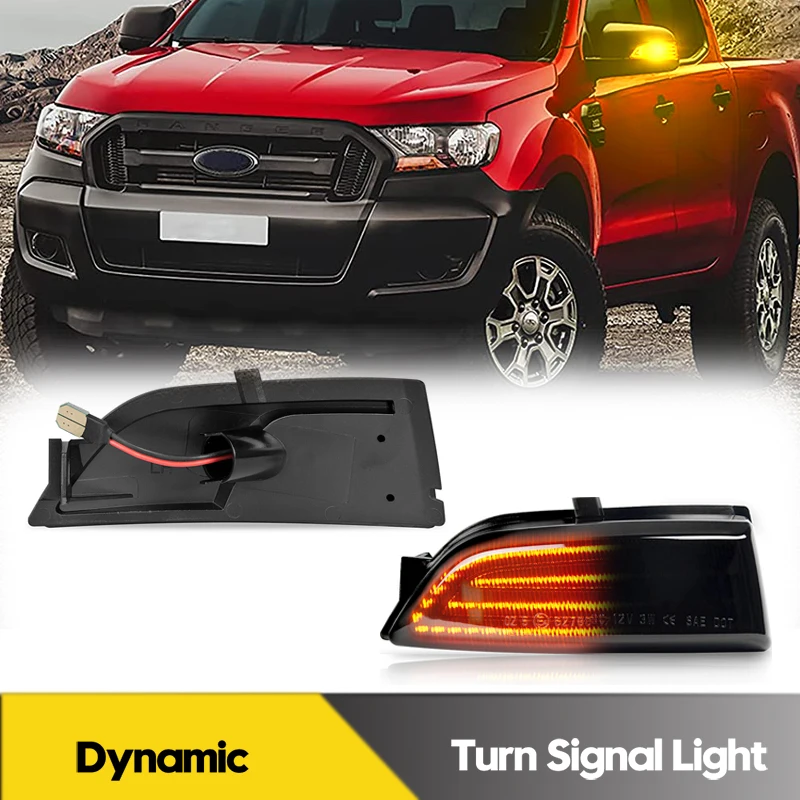 

2Pcs For Ford Everest Ranger T6 LED Dynamic Side Mirror Light Turn Signal Blinker Lamps Raptor Lariat Wildtrak Car Accessories