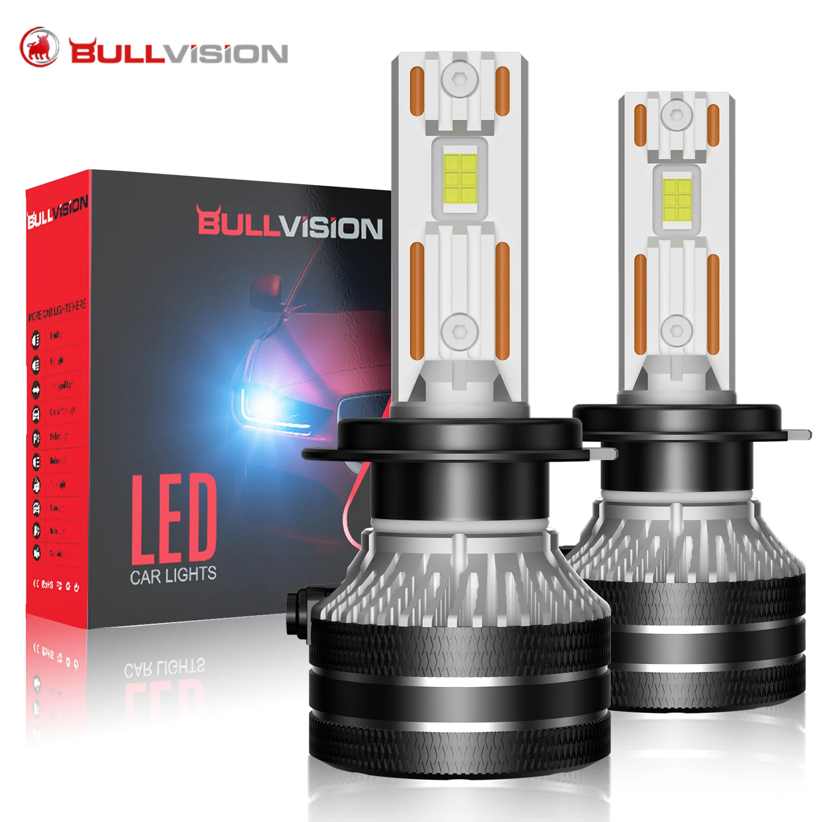 K5C H7 LED Headlights Canbus H1 H4 H11 9012 HIR2 H8 H9 9005 9006 HB3 HB4 High Power 6000K 5570 CSP Chips 12V Replacement 2PC
